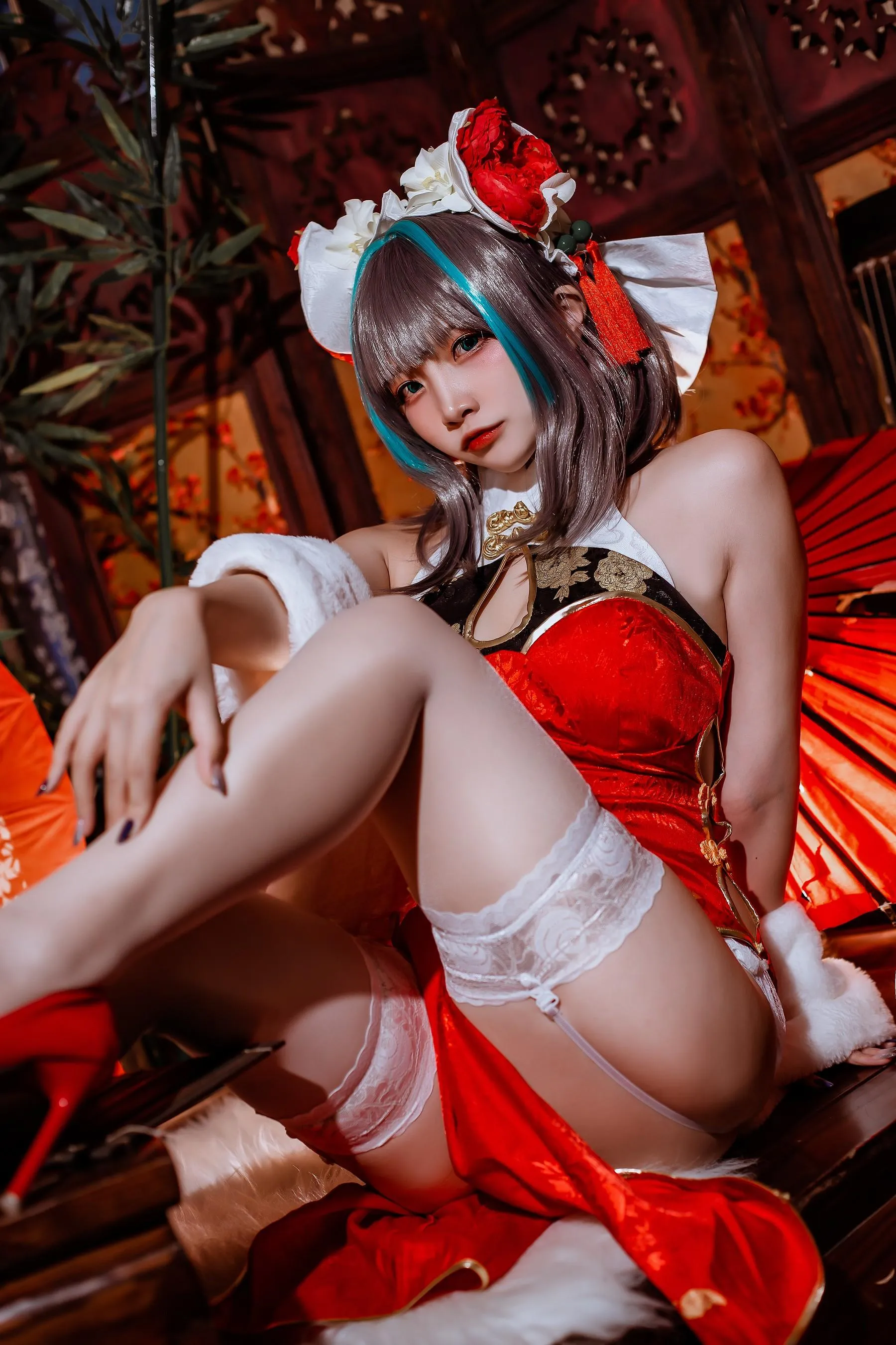 二佐Nisa – NO.151 碧蓝柴郡旗袍 [33P]插图1